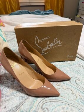 Christian Louboutin Blush Patent Leather Pointed-Toe Pumps